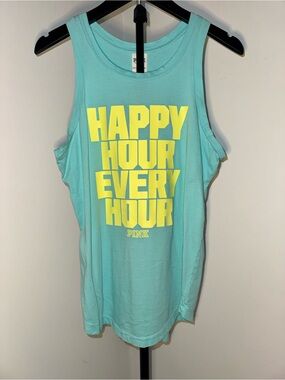 PINK Victoria's Secret Aqua Tank with Yellow Graphic